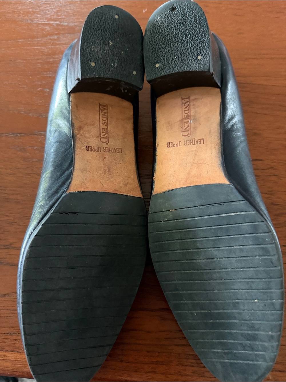 Lands End Women's Navy Leather Slip-On Flats - Picture 7 of 7